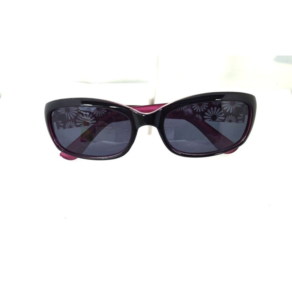 Foster Grant Women Polarized Sunglasses Black Square White Floral 50-13-127